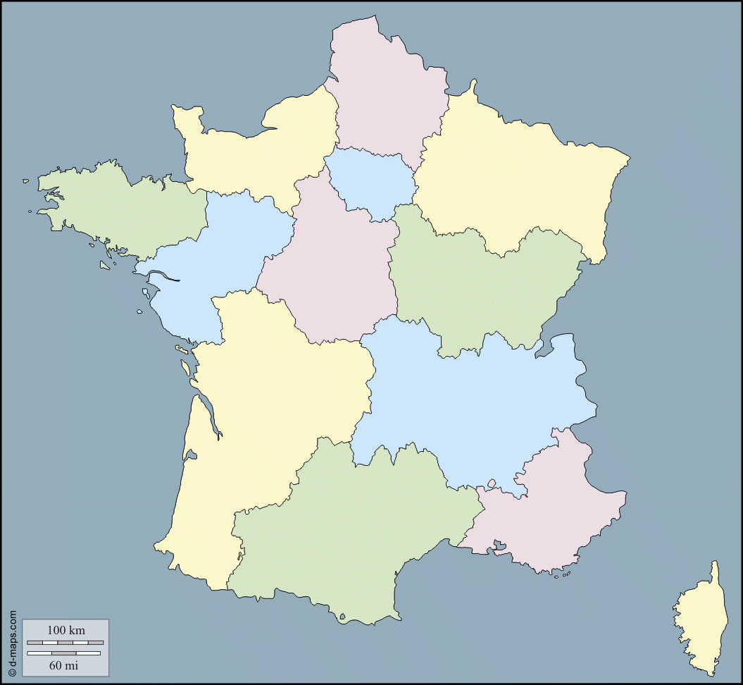 France : Carte Géographique Gratuite, Carte Géographique serapportantà Carte Des Régions Vierge