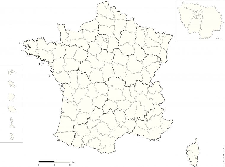 France-Departement-Echelle-Reg-Vierge – Cap Carto encequiconcerne Carte Des Régions Vierge