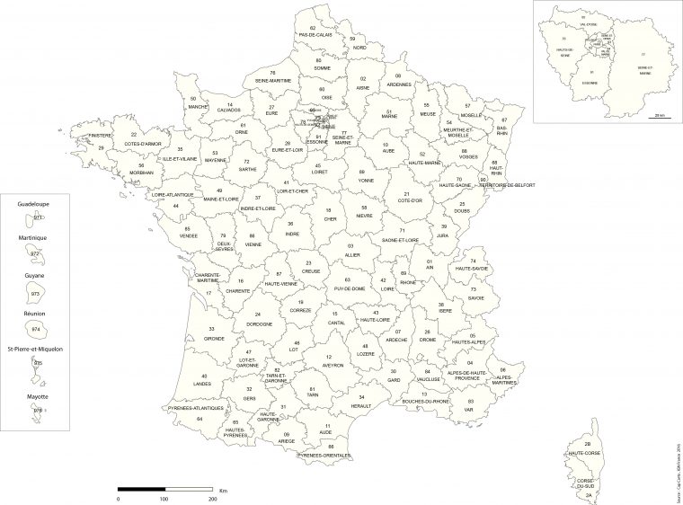 France-Departement-Numero-Noms-Reg-Echelle-Vierge – Cap Carto encequiconcerne Carte Numero Departement