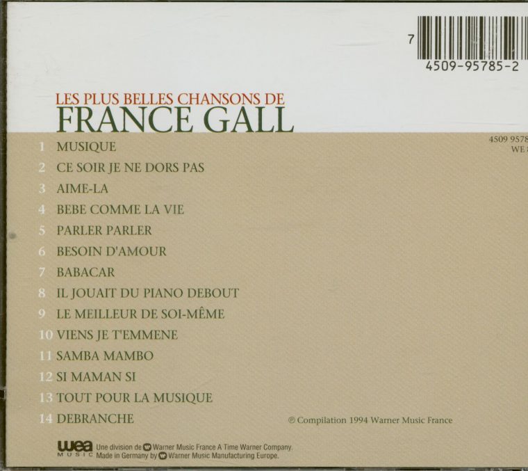 France Gall Cd: Les Plus Belles Chansons (Cd) – Bear Family destiné Chanson Pour Bebe 1 An