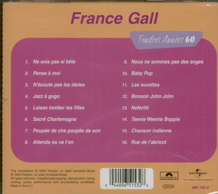 France Gall Cd: Tendres Annees 60 (Cd) – Bear Family Records intérieur Chanson Pense À Moi