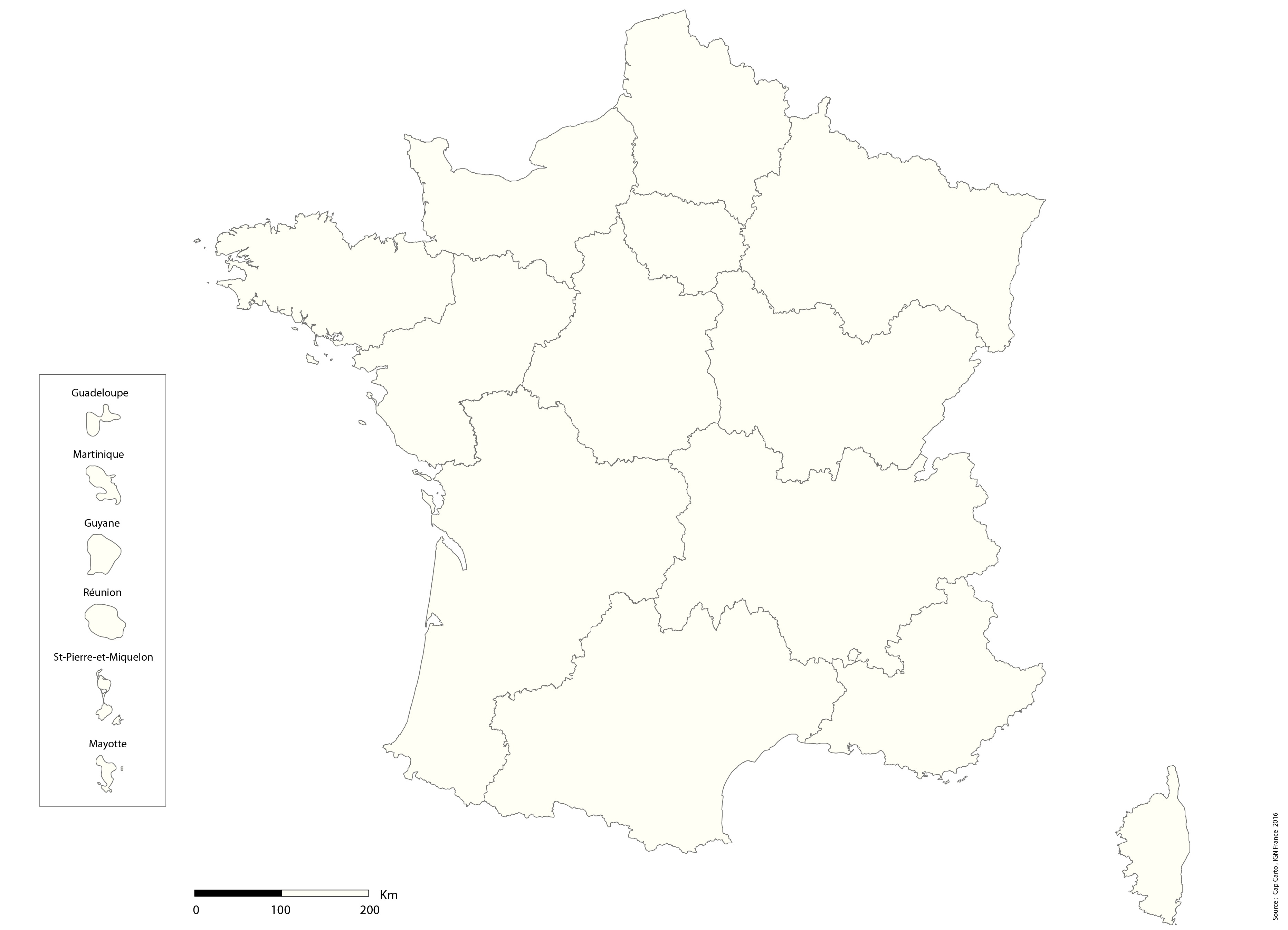 France-Region-Echelle-Vierge - Cap Carto tout Carte Des Régions Vierge