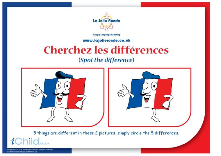 French Flag Spot The Difference(French Spot The Dif) By Tom pour Les 5 Differences