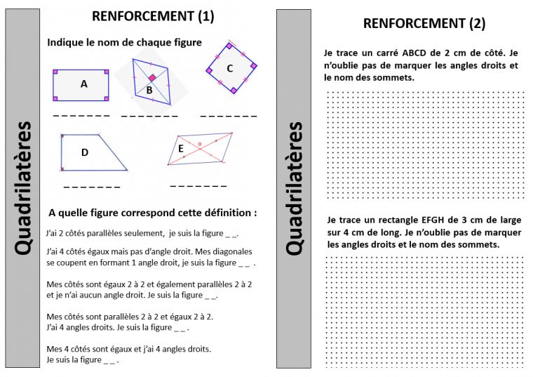 Géométrie – Renforcement Quadrilatères – Ce2 Cm1 – Journal D dedans Figures Géométriques Ce1