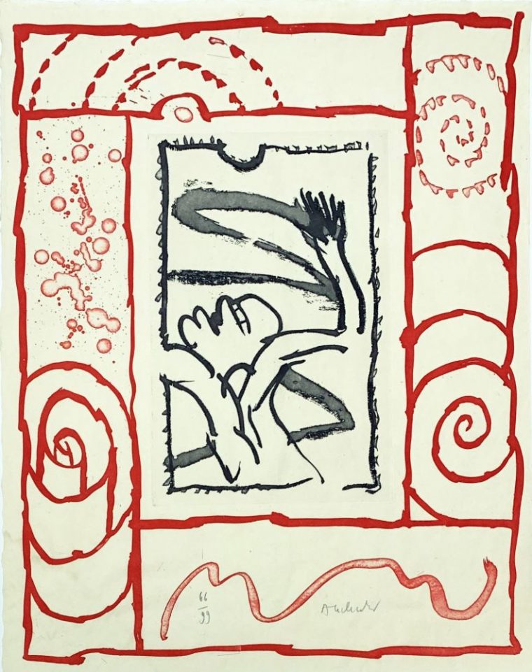 Gravure De Pierre Alechinsky, A Bras Le Corps Sur Amorosart destiné Oeuvre Alechinsky
