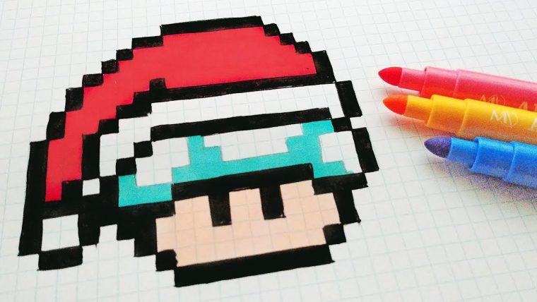 Handmade Pixel Art – How To Draw A Musroom Santa Claus #pixelart destiné Pixel Art Pere Noel