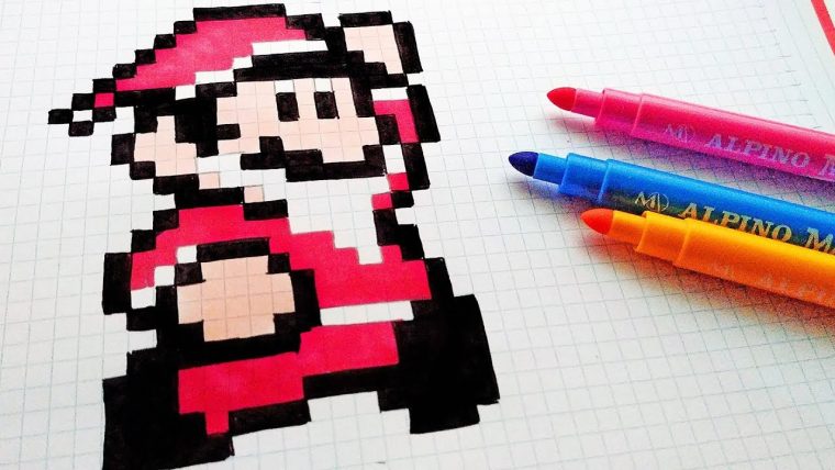 Handmade Pixel Art – How To Draw Santa Claus Mario Bros #pixelart serapportantà Pixel Art Pere Noel