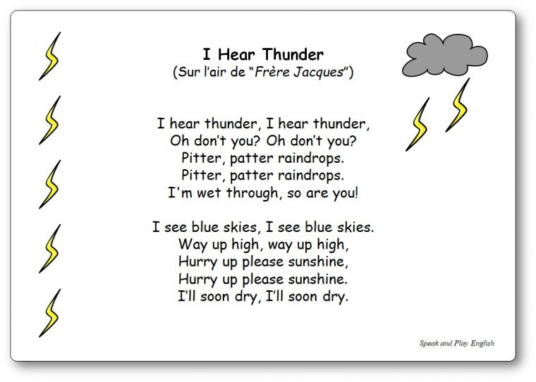 I Hear Thunder – Paroles De La Comptine En Anglais dedans Frere Jacques Anglais