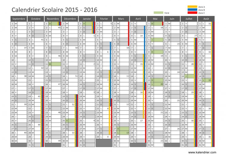 Imprimer Calendrier 2016 Gratuitement – Pdf, Xls Et Jpg dedans Calendrier 2019 Avec Jours Fériés Vacances Scolaires À Imprimer