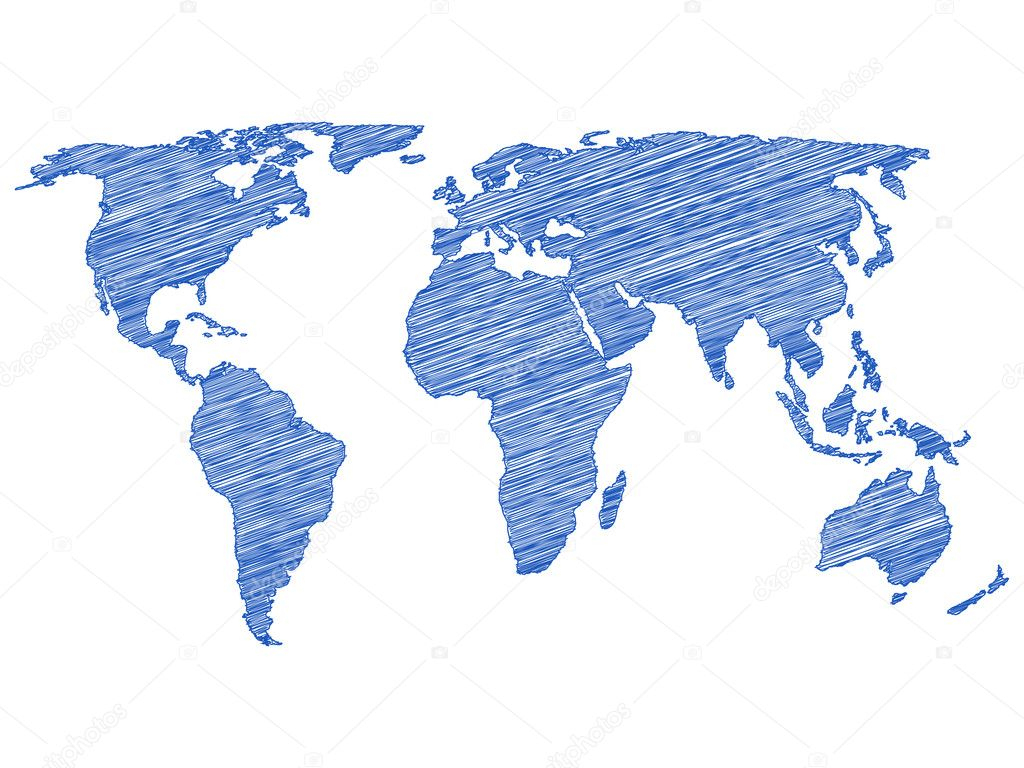 Isolated Drawing World Map — Stock Vector © Julydfg #8130749 concernant Dessin Mappemonde