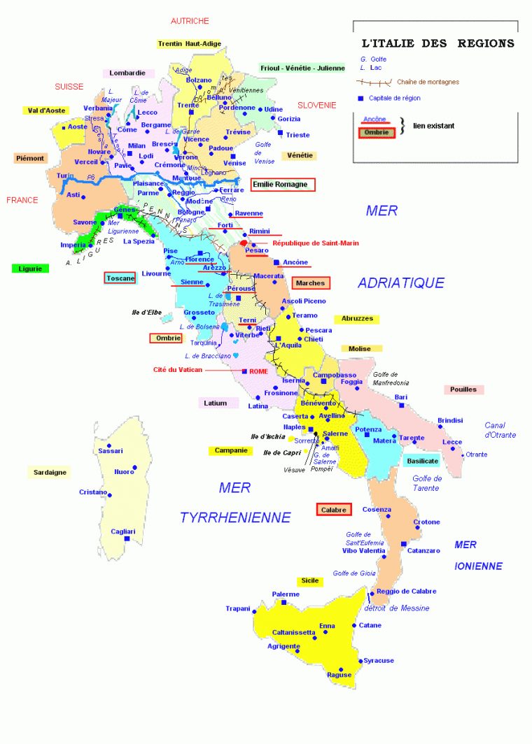 Italie – Carte Des Provinces serapportantà Carte Anciennes Provinces Françaises