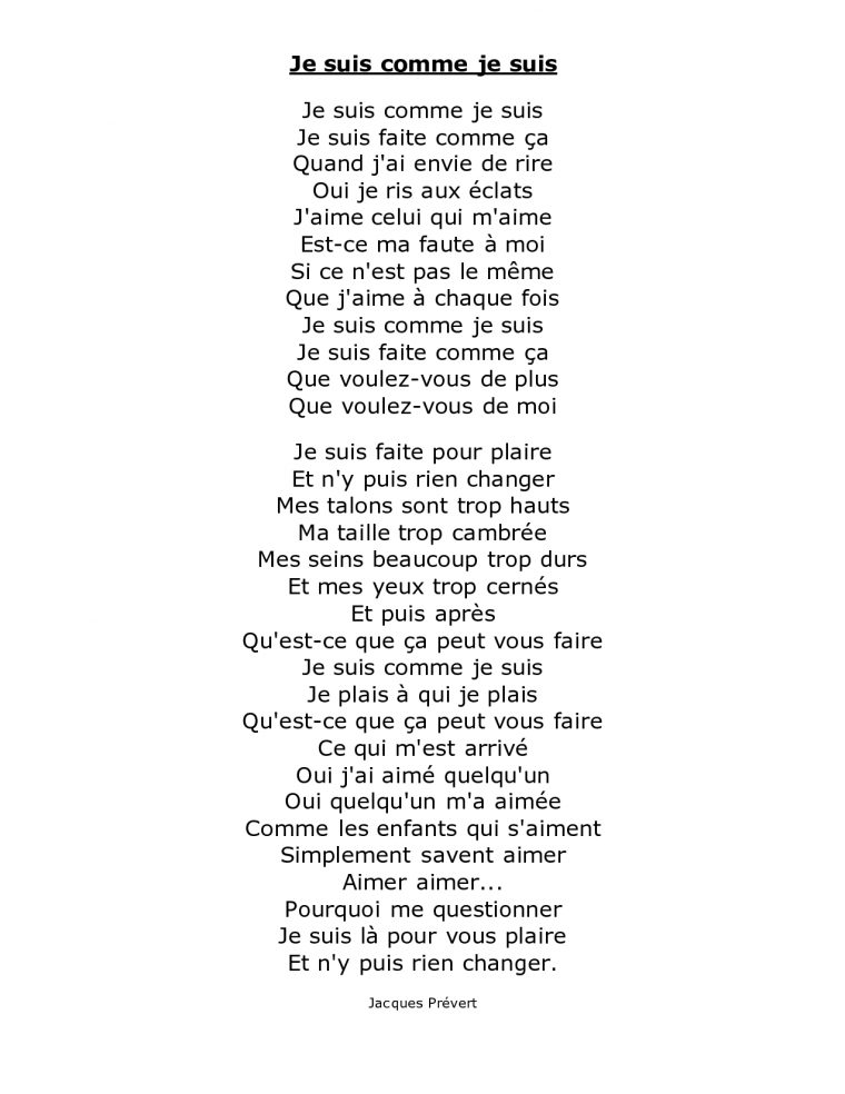 Je Suis Comme Je Suis By Jacques Prevert (Avec Images pour Poeme De Jacque Prevert