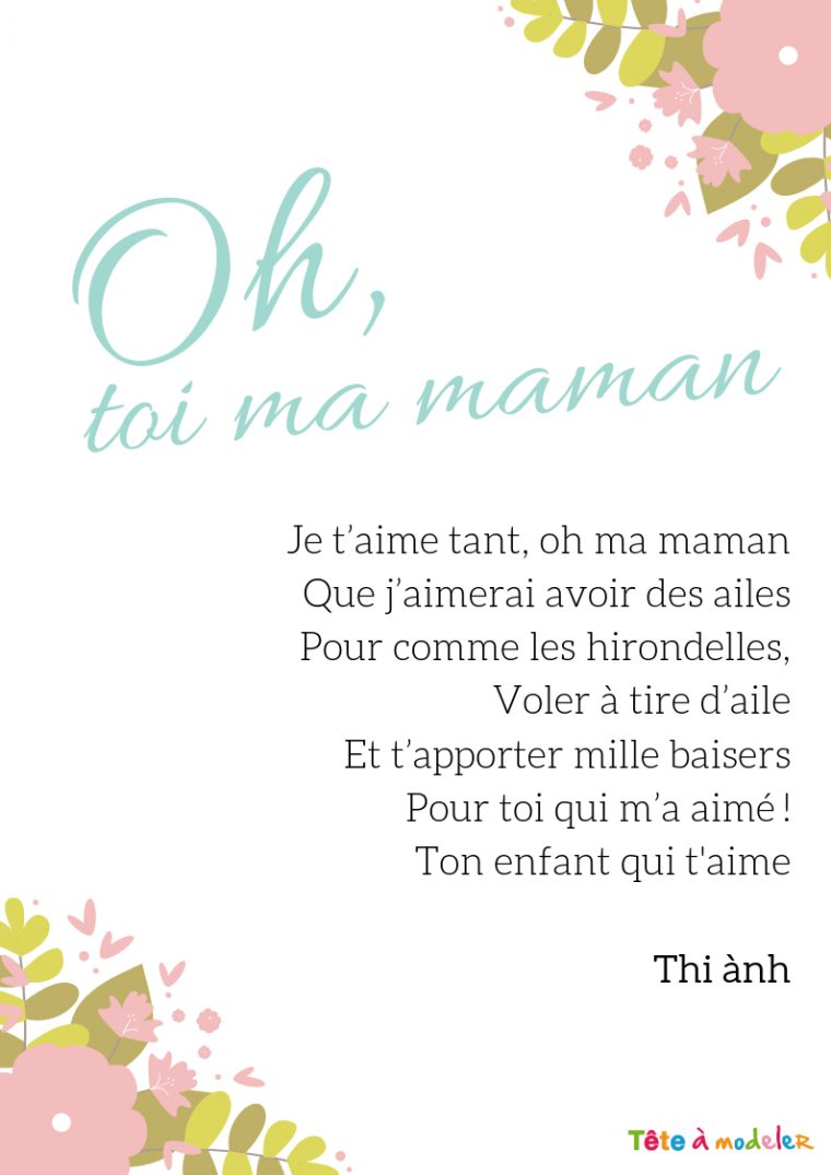 Je T'aime Tant, Oh Ma Maman – Un Poème Pour Maman Avec Tête encequiconcerne Texte Maman Je T Aime