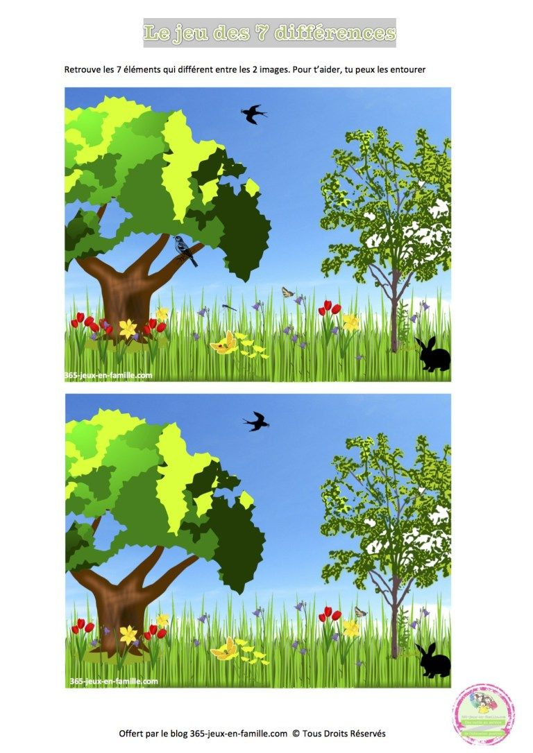 Jeu Des 7 Différences Du Printemps, Jeu Gratuit À Imprimer avec Jeux Des Differences Gratuit