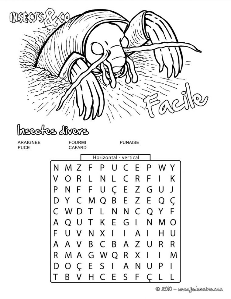 Jeux De 10 Noms D'insectes Cachés – Fr.hellokids encequiconcerne Les Noms Des Insectes