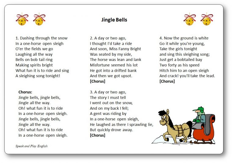 Jingle Bells – Paroles De La Chanson En Anglais Et En avec Chanson De Noel Ecrite
