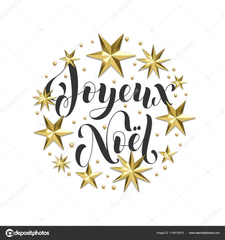 Joyeux Noel French Merry Christmas Golden Decoration concernant Police Ecriture Noel