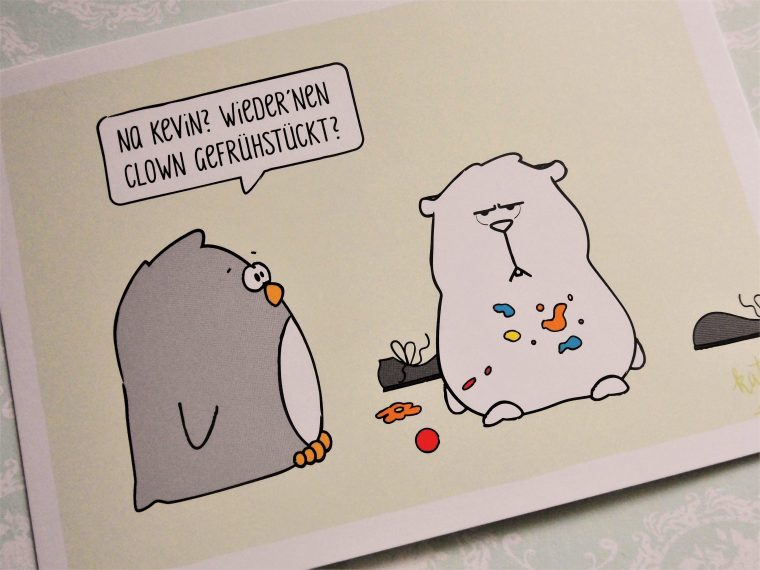 Katz & Tinte Postkarte Clown Gefrühstückt Spruchkarte encequiconcerne Etoil Clown