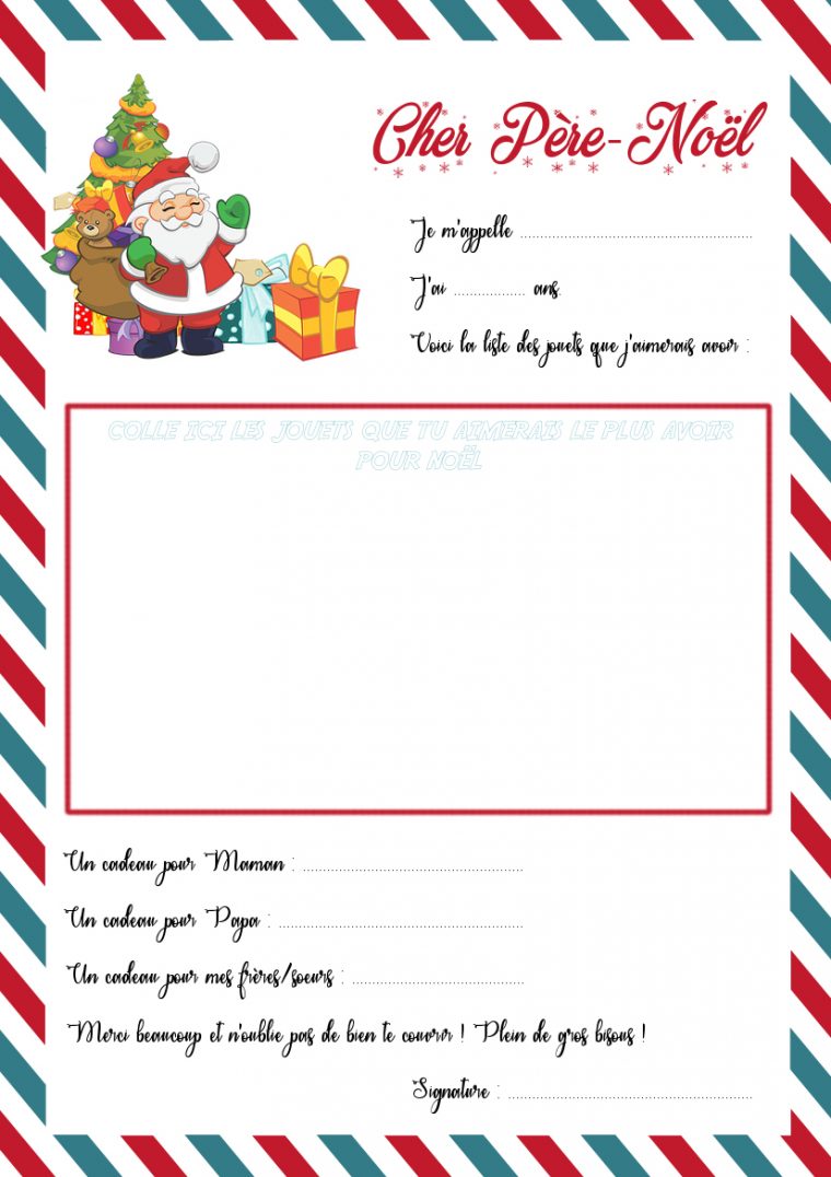 La Lettre Au Père-Noël Et Son Enveloppe À Imprimer – La dedans Liste Pere Noel Imprimer