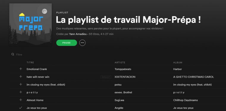 La Playlist De Travail Major-Prépa ! (Spotify) – Major-Prépa destiné Retrouver Une Musique Avec Parole