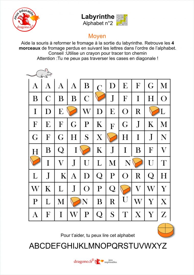 Labyrinthes Pour Apprendre L' Alphabet -Jeux À Imprimer à Point À Relier Alphabet