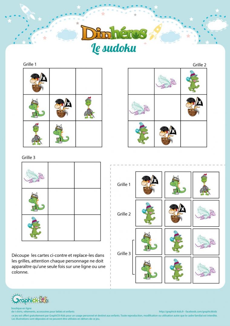 L'activité Du Mercredi : Le Sudoku Des Dinhéros | Jeux avec Jeux Enfant Gratuit En Ligne