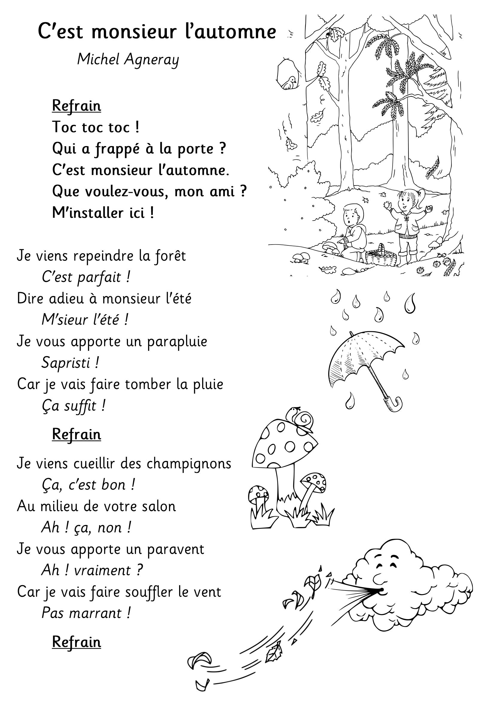 L'automne En Classe De Cle (Avec Images) | Chansons destiné Comptine Automne Maternelle