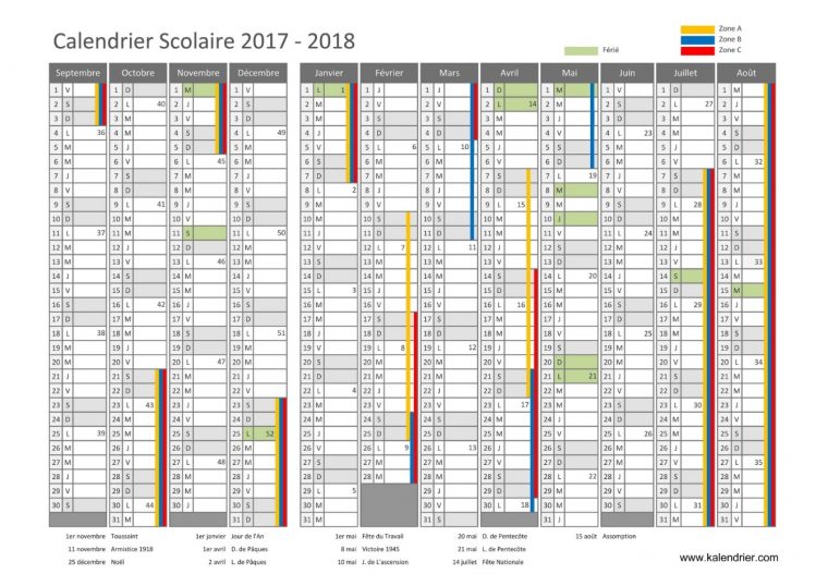 Le Calendrier Scolaire 2017-2018 À Imprimer – Bdm concernant Calendrier 2019 Avec Jours Fériés Vacances Scolaires À Imprimer