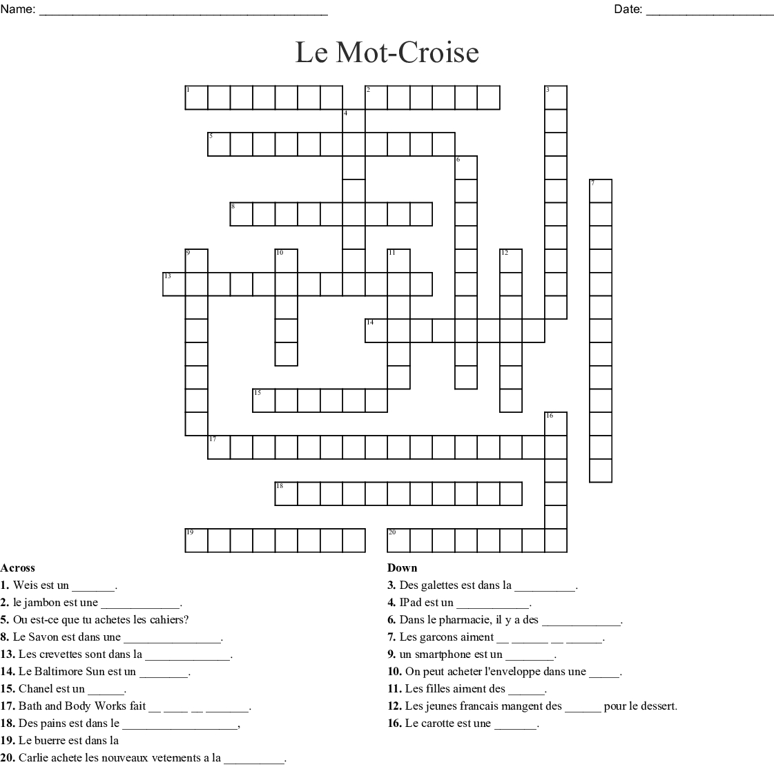Le Mot-Croise Crossword - Wordmint avec Mot Croiser