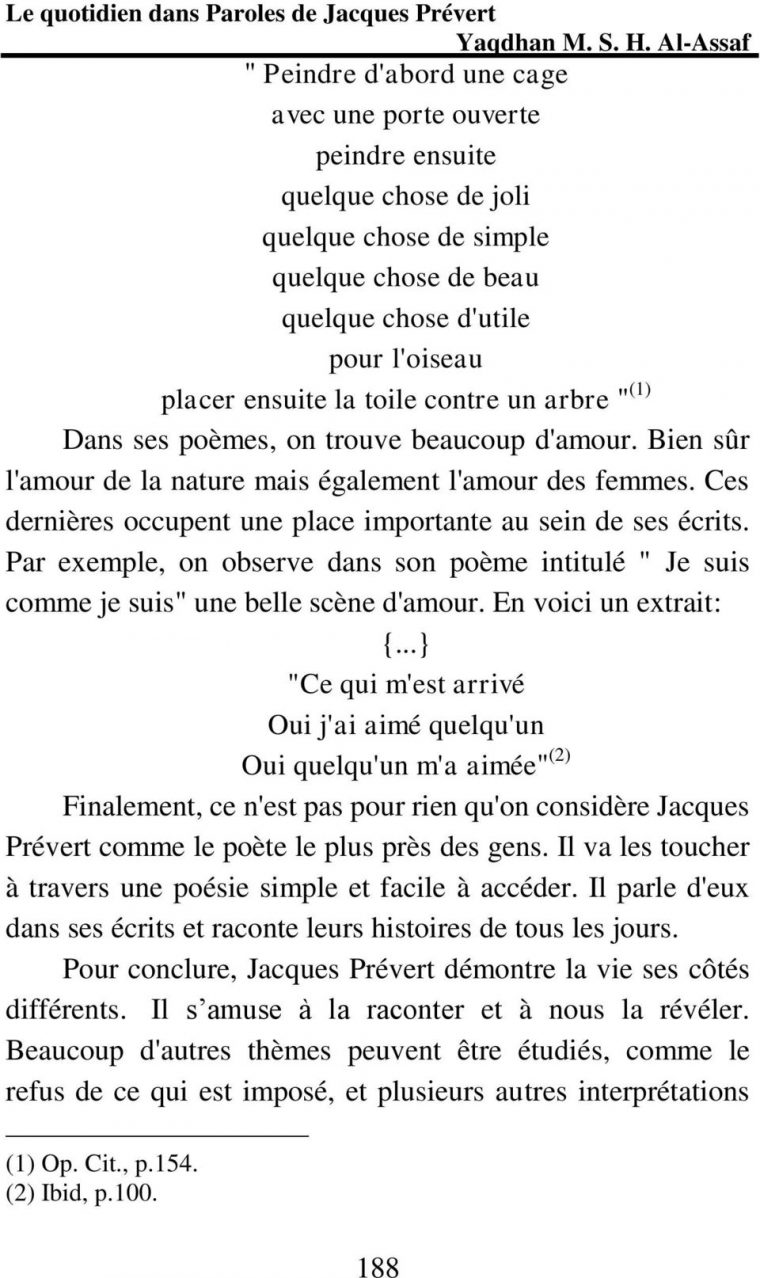 Le Quotidien Dans Paroles De Jacques Prévert – Pdf Free Download serapportantà Poeme De Jacque Prevert