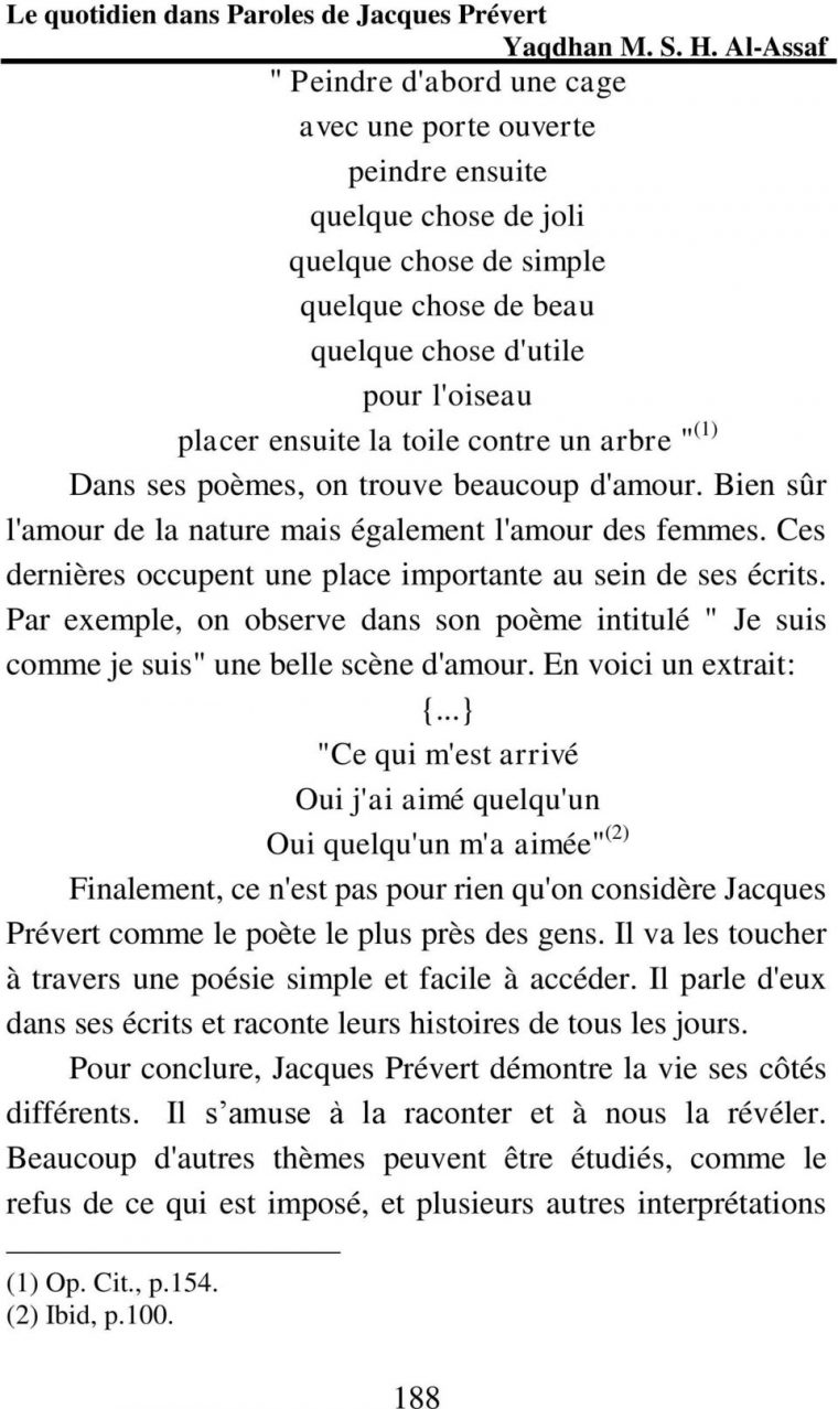 Le Quotidien Dans Paroles De Jacques Prévert – Pdf Free Download serapportantà Poeme De Jacque Prevert