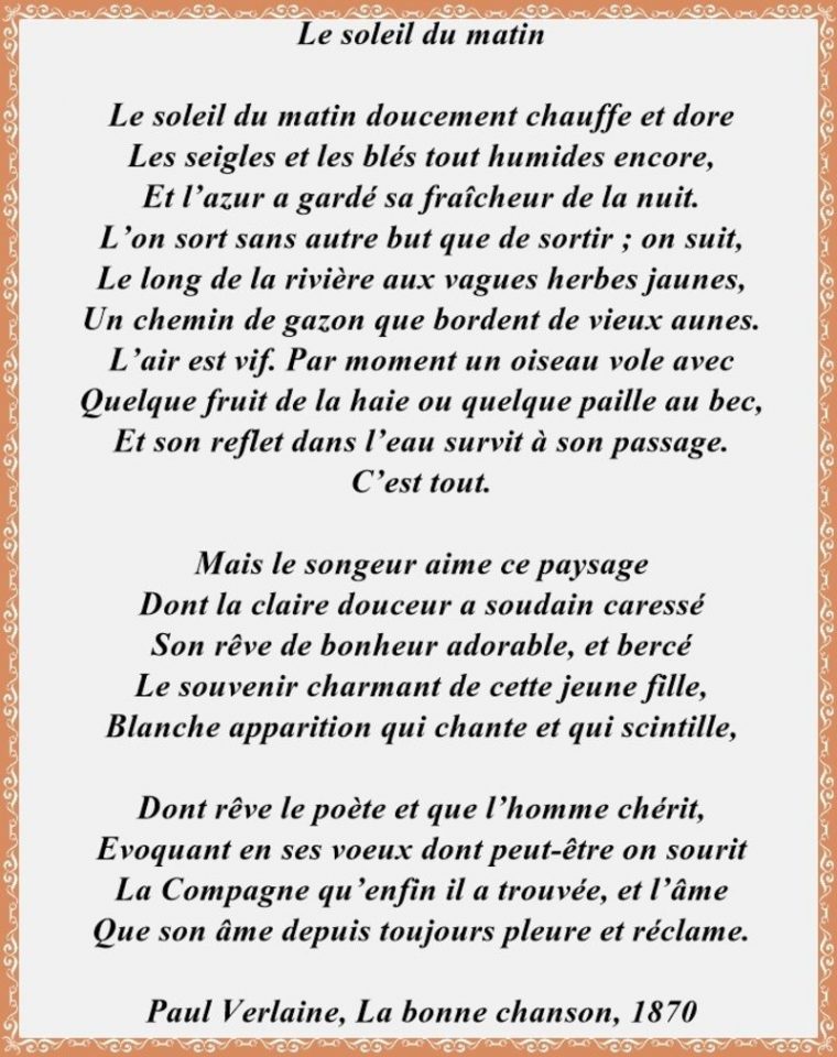 Le Soleil Du Matin -Paul Verlaine-." intérieur Poeme Voeux Nouvel An