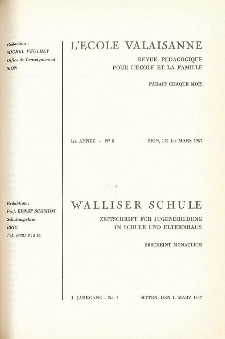 L'ecole Valaisanne, Mars 1957 By Résonances, Mensuel De L à Mars De Maurice Careme A Imprimer