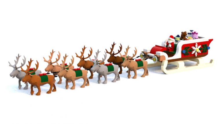 Lego – Le Traîneau Et Les Rennes Du Père Noël – Santa's Sleigh And Reindeer  – Moc intérieur Image De Traineau Du Pere Noel