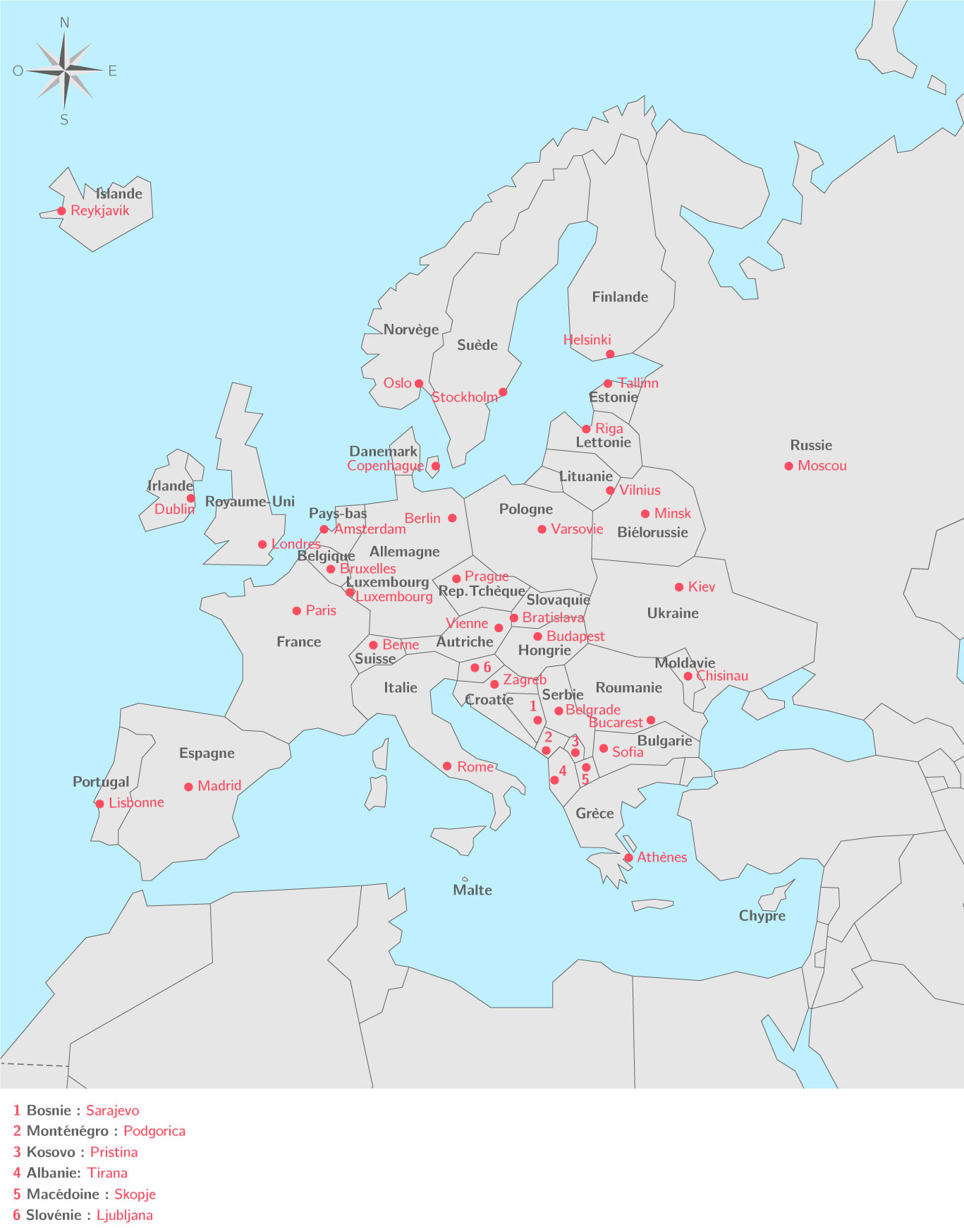 Les Pays Européens Et Leurs Capitales - 3E - Carte encequiconcerne Carte Europe Capitale