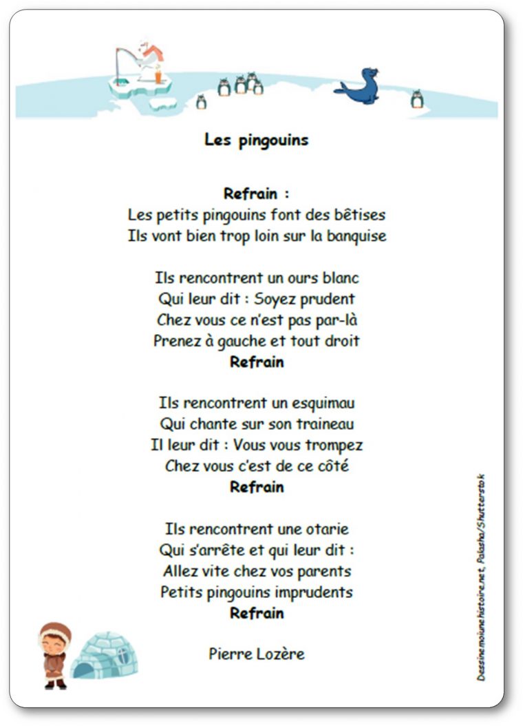 Les Pingouins (Font Des Bêtises) De Pierre Lozère – Chanson à Chanson A Imprimer