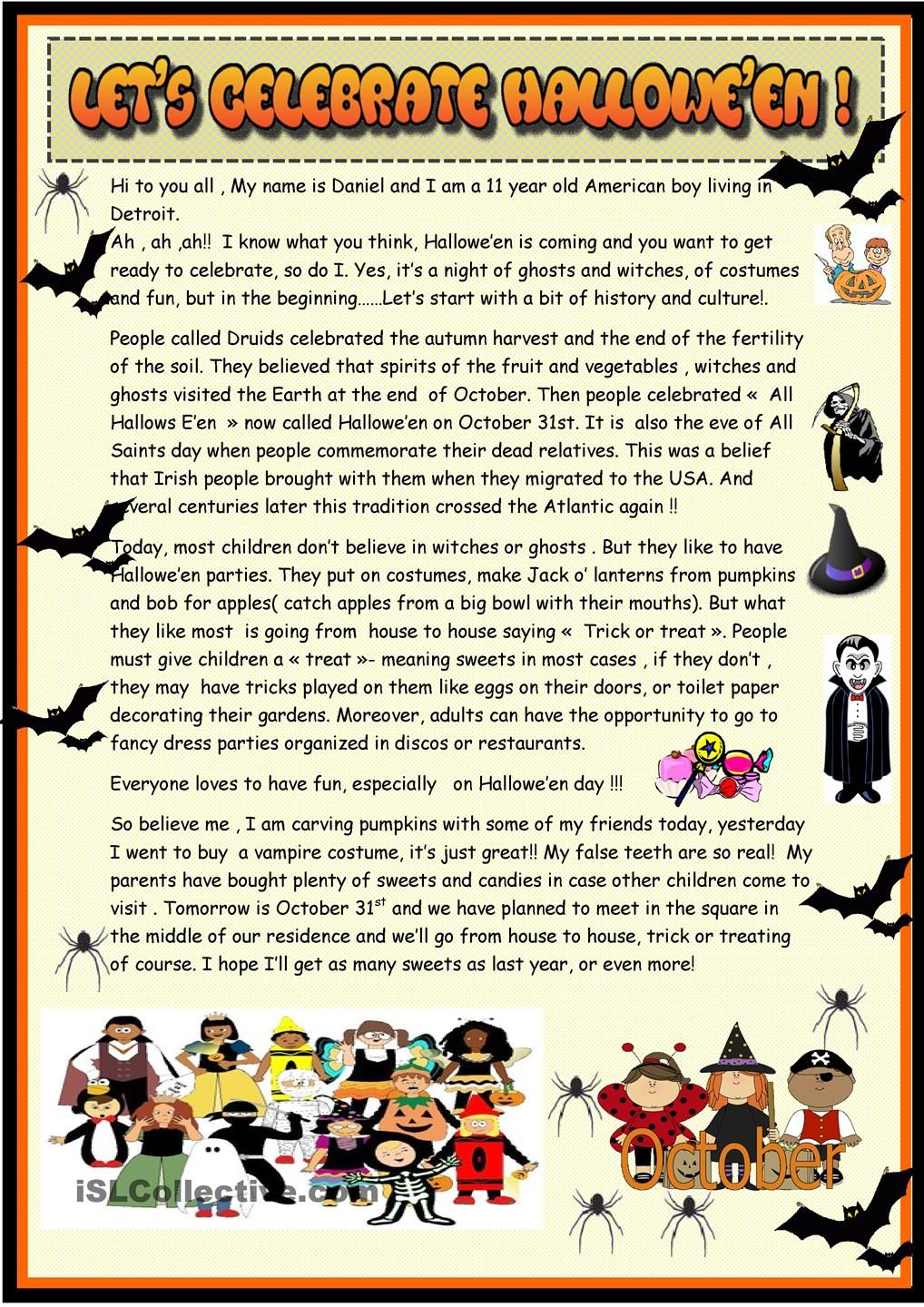 Let's Celebrate Halloween : 2 Page Reading | Lesen dedans Halloween Ce2