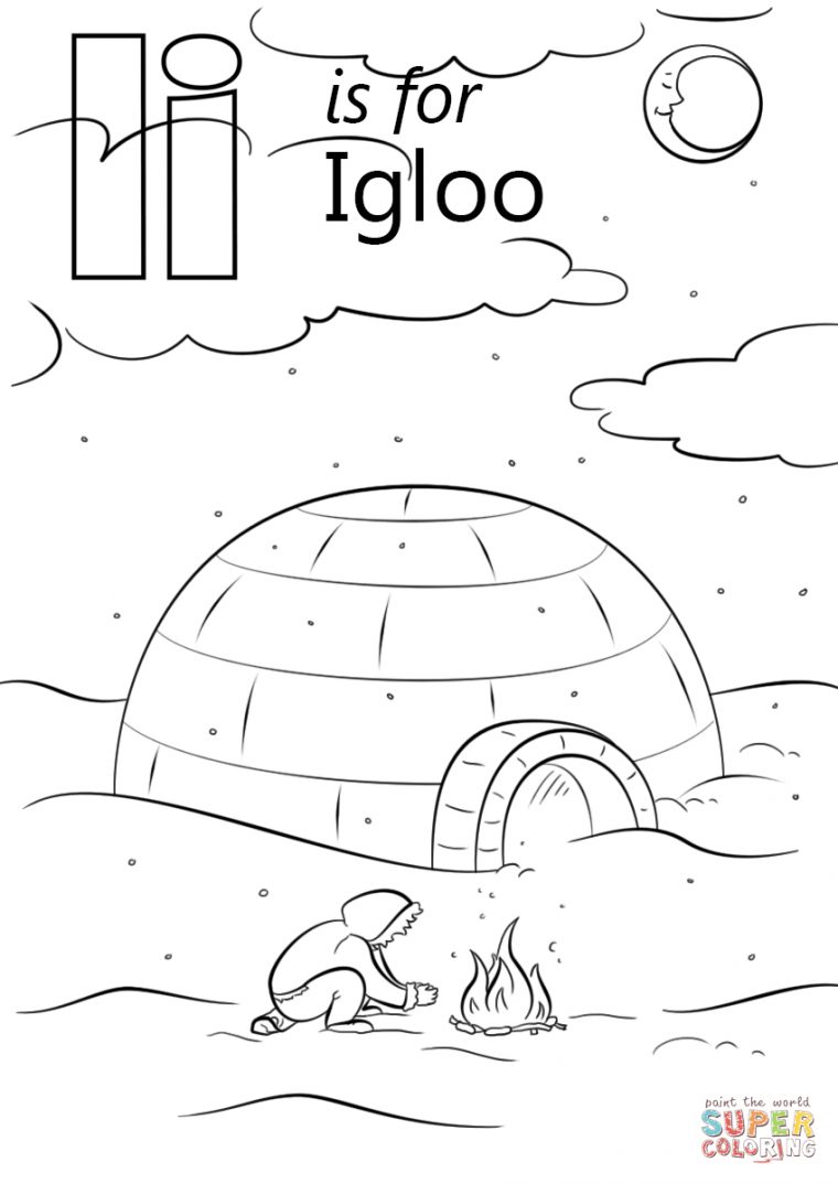 Letter I Is For Igloo Coloring Page From Letter I Category tout Coloriage Igloo