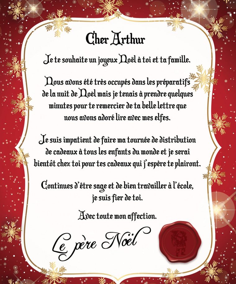 Lettre Au Père Noël – Cadeau Noel Enfants – Cadeau Noël tout Reponse Lettre Du Pere Noel A Imprimer