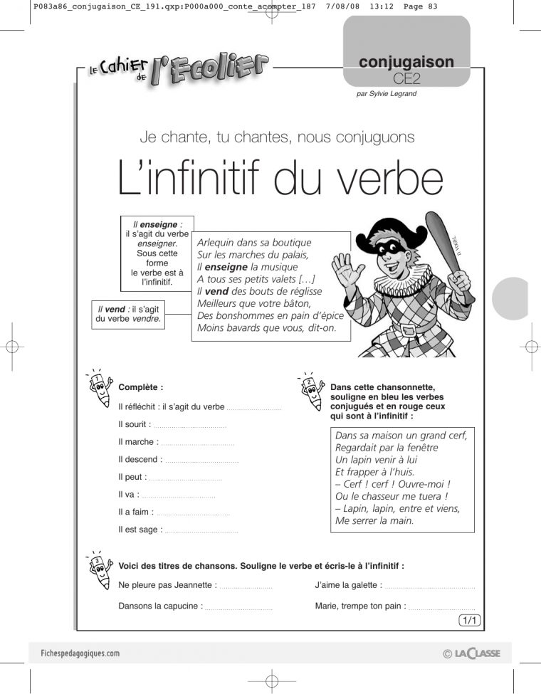 L'infinitif Du Verbe encequiconcerne Chanson Du Cerf Et Du Lapin