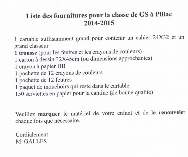 Liste Des Fournitures -Classes De Grande Section Et Cp À dedans Rentrée En Grande Section