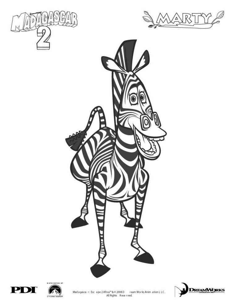 Madagascar 2: Marty Das Zebra Zum Ausmalen Zum Ausmalen – De serapportantà Madagascar Zebre