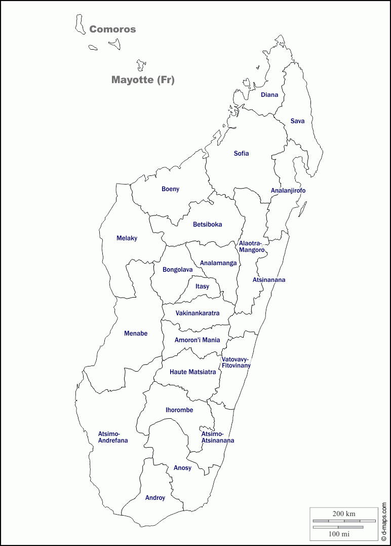 Madagascar Carte Géographique Gratuite, Carte Géographique serapportantà Carte Des Régions Vierge