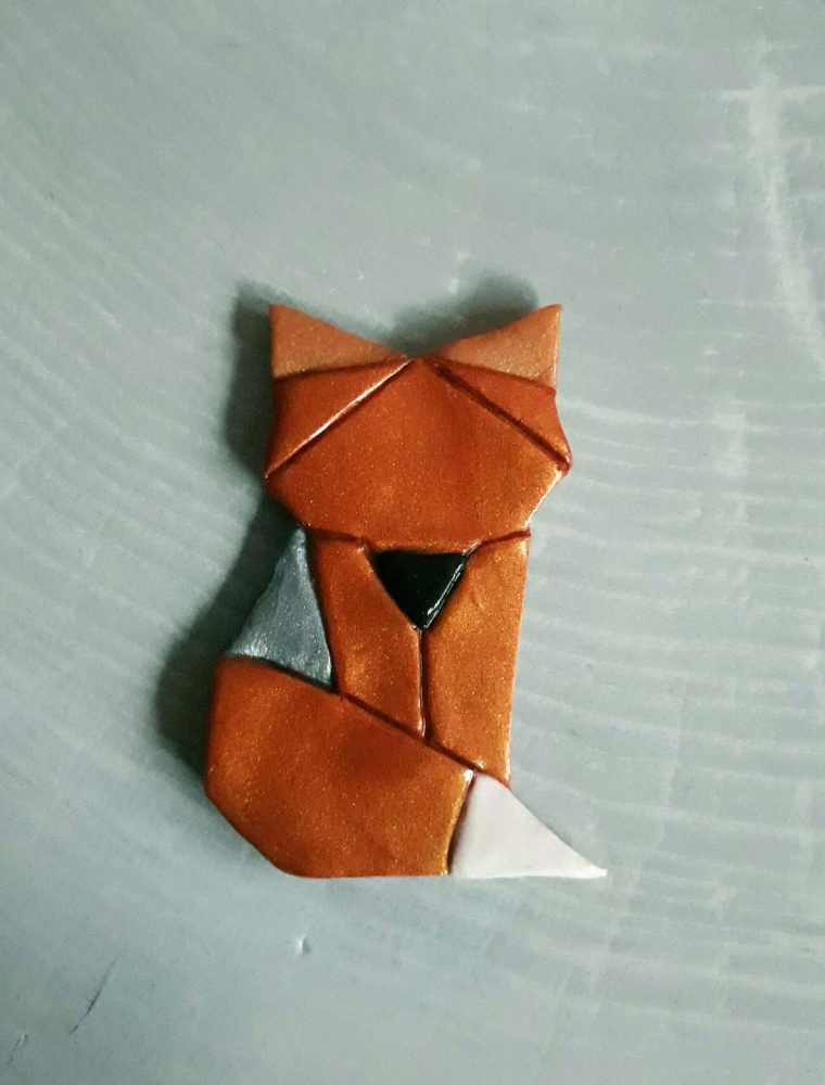 Magnet Ou Broche Renard Origami En Fimo : Broche Par Idees tout Origami Bonhomme De Neige