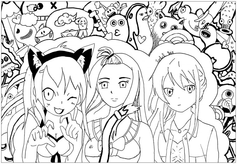 Mangas 4700 – Mangas – Malbuch Fur Erwachsene concernant Coloriage Manga Kawaii