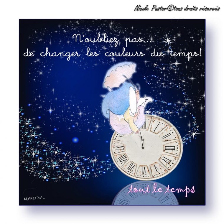 Mini Carte Nouvel An. N'oubliez Pas De Changer Les Couleurs Du Temps. à Poeme Voeux Nouvel An