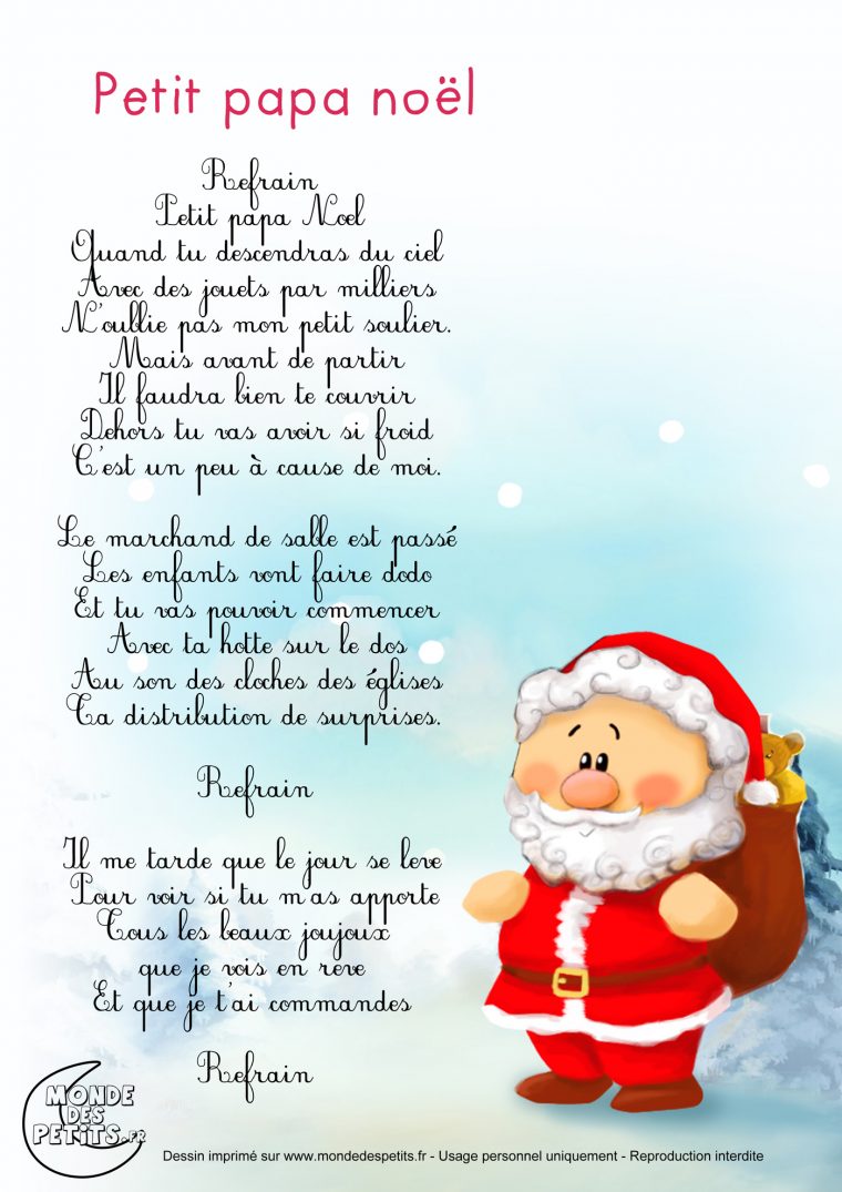 Monde Des Petits – Petit Papa Noël destiné Chanson De Noel Ecrite