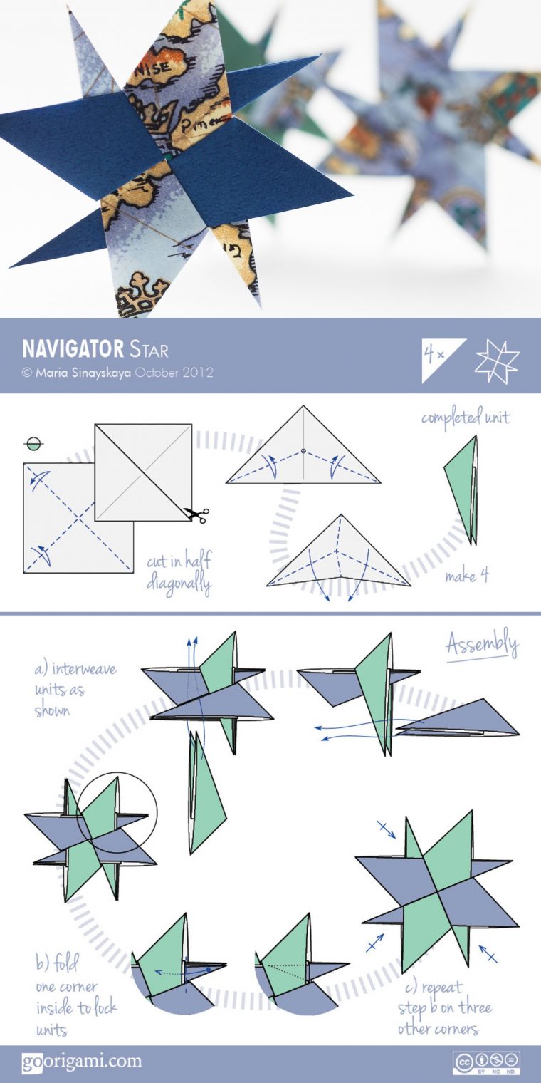 Navigator Star By Maria Sinayskaya — Diagram | Diagrammes avec Origami Rose Facile A Faire