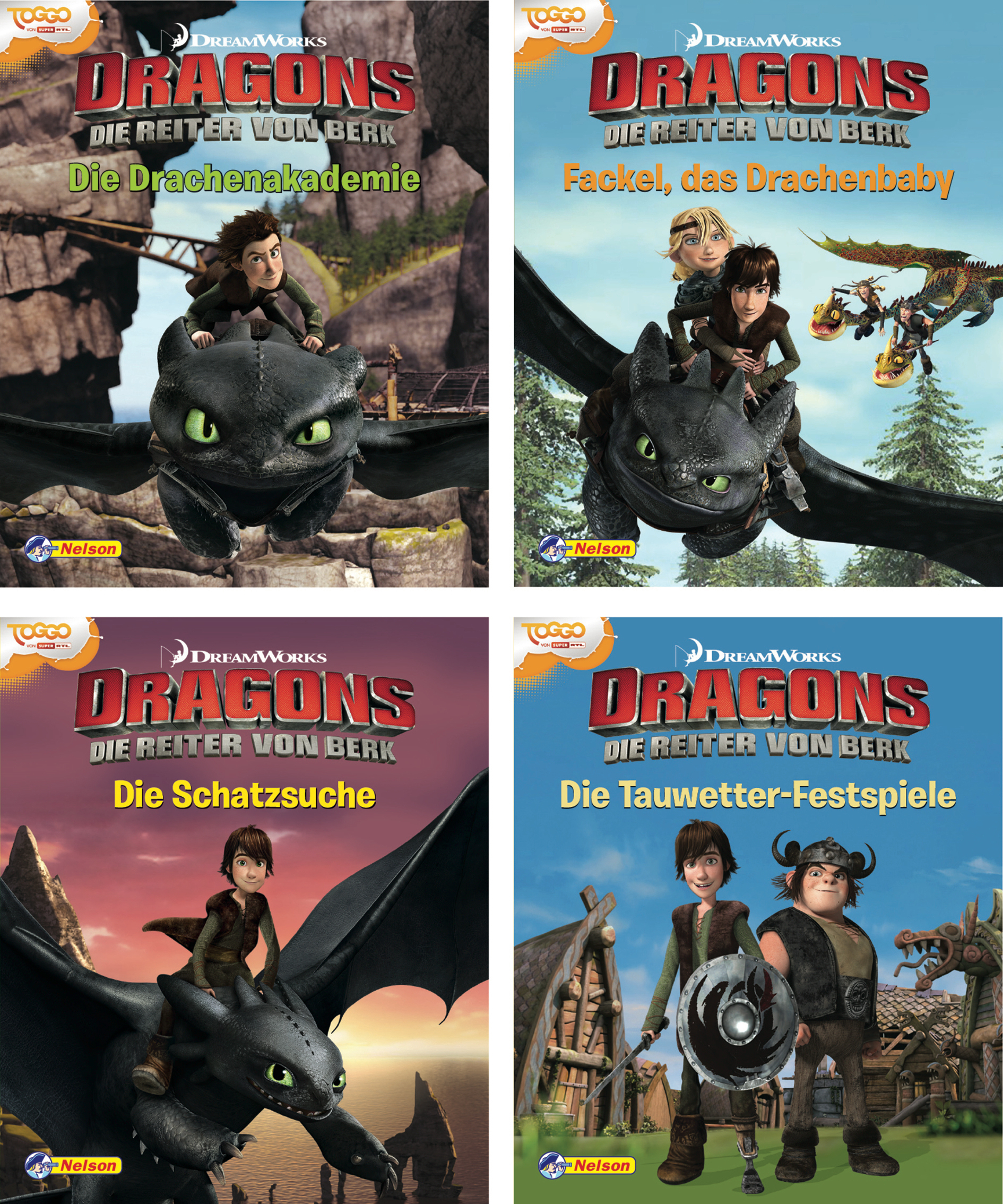Nelson Mini-Bücher: 4Er Dreamworks Dragons 1-4 Von pour Film D Animation Dreamworks