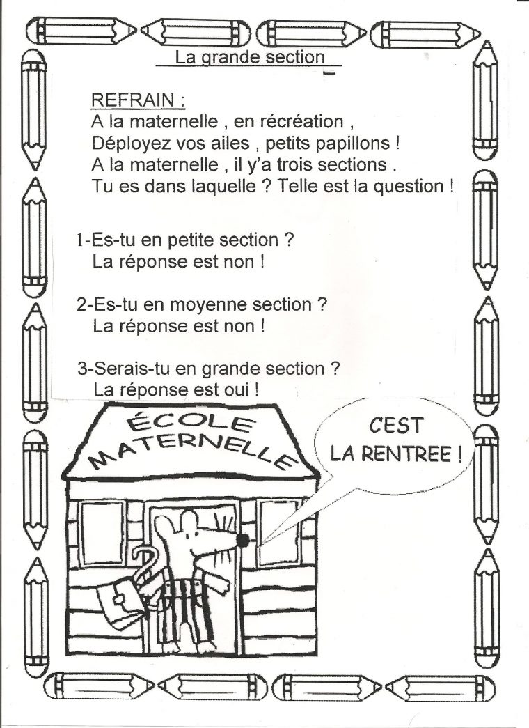 Nos Chants Et Poésies serapportantà Rentrée En Grande Section